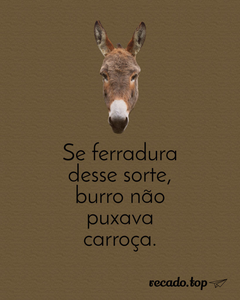 Se ferradura desse sorte, burro não puxava carroça.